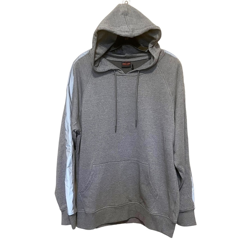 Jared Lang Hoodie Size XL Gray Pullover Sweatshirt NWT Reflective Tape Arm - Picture 3 of 10